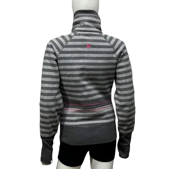 Lululemon In Stride Jacket in Grey Parallel Stripe Pink Stitch RARE [766] - Picture 2 of 12